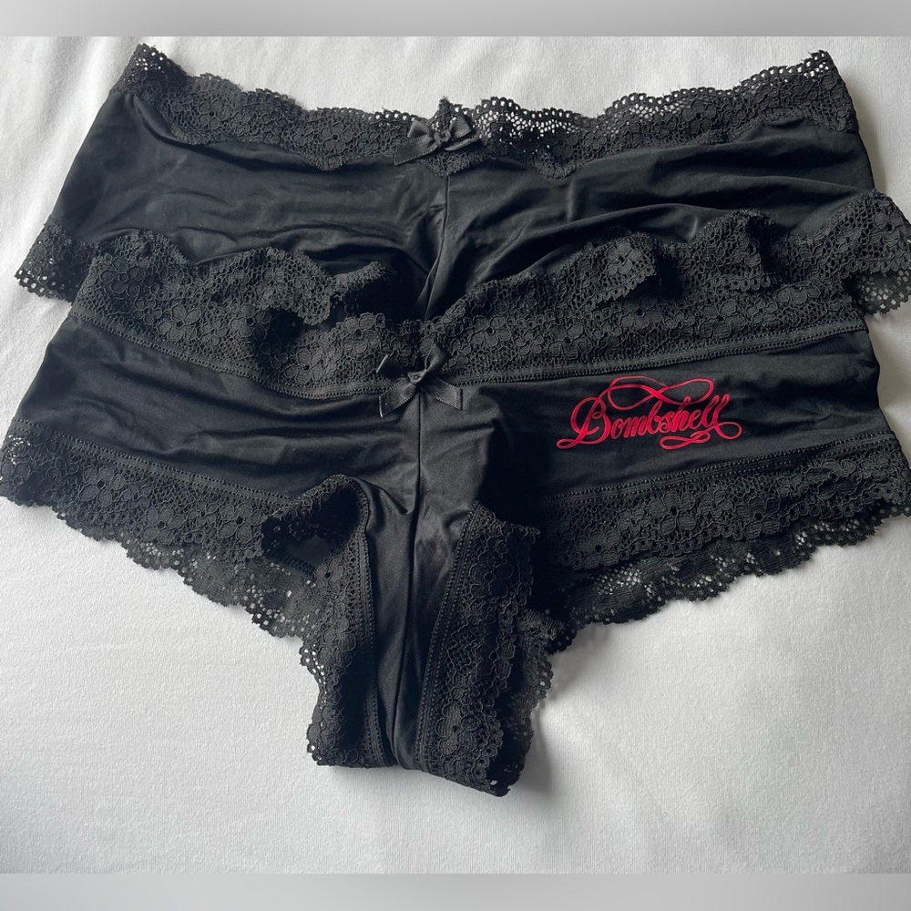 NEW WITH TAGS VICTORIA’S SECRET SIZE S 2 PK CHEEKY BOMBSHELL SATIN PANTIES